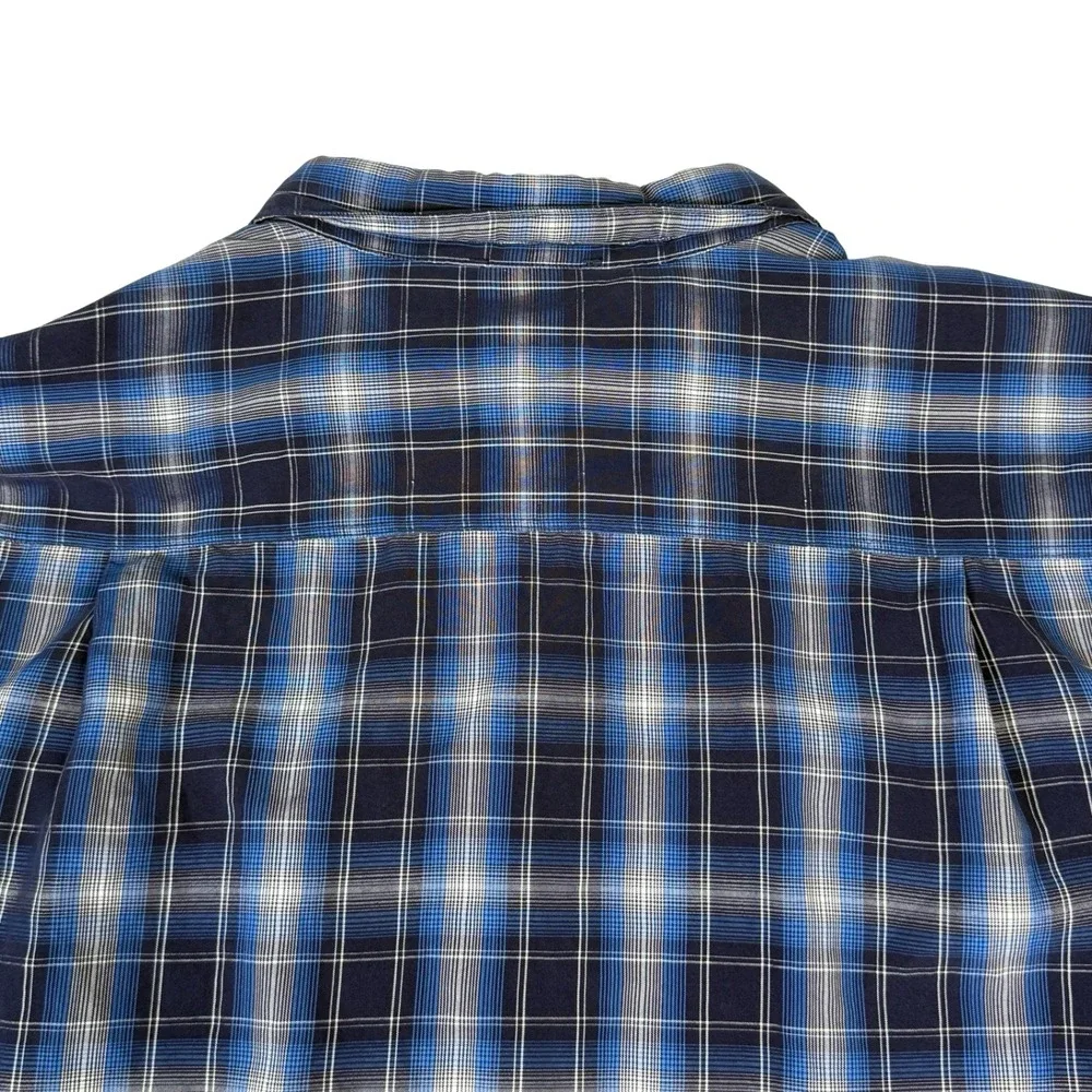 The North Face Mens Large Blue Plaid Button Up Long‎ Sleeve Shirt Modal Hiking